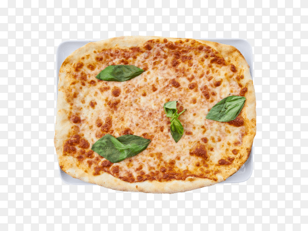 Delicious square pizza on transparent background PNG