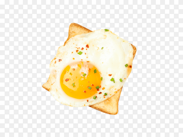 Delicious toast bread with fried egg isolated on transparent background PNG