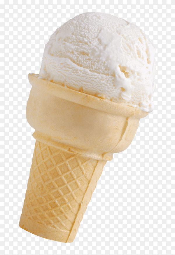 Delicious vanilla ice cream cone on transparent background PNG