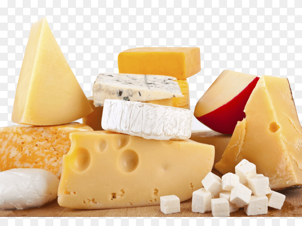 Different types of cheese isolated on transparent background PNG