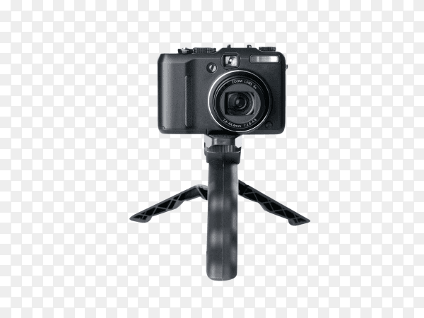 Digital camera on tripod isolated on transparent background PNG