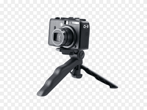 Digital camera on tripod on transparent background PNG