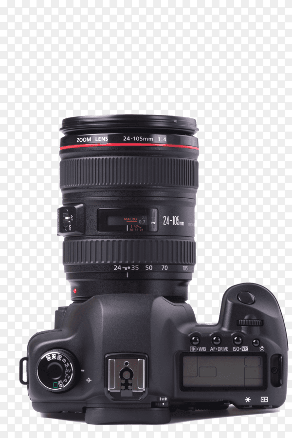 Digital slr camera on transparent background PNG
