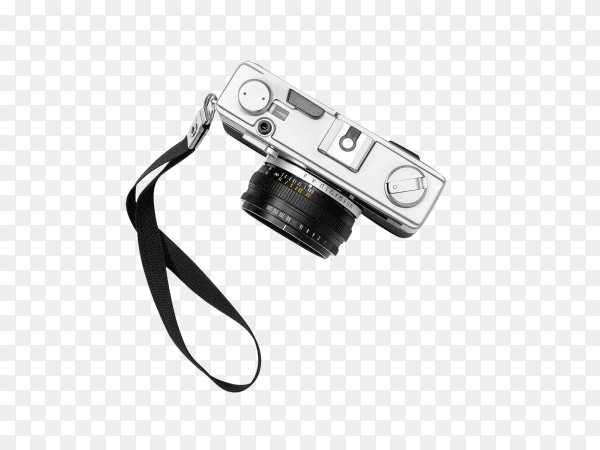 Flat lay film camera isolated on transparent background PNG