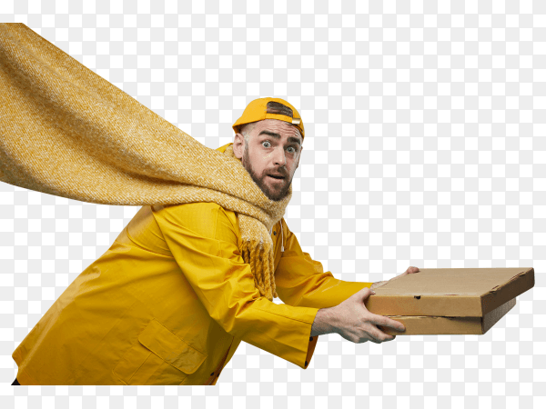 Food delivery man fail on transparent background PNG