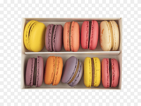 French macaroon cookies on transparent background PNG