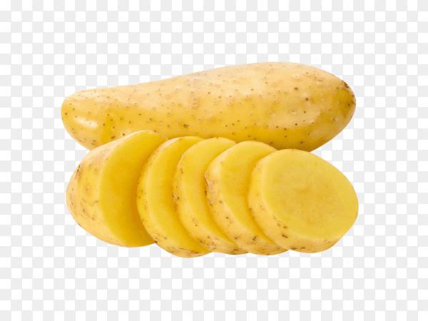 Fresh potatoes slices isolated on transparent background PNG