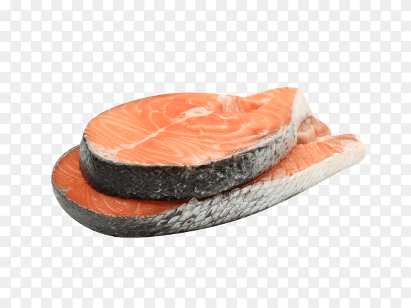 Fresh raw salmon meat isolated on transparent background PNG