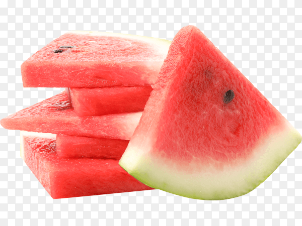 Fresh watermelon slices isolated on transparent background PNG
