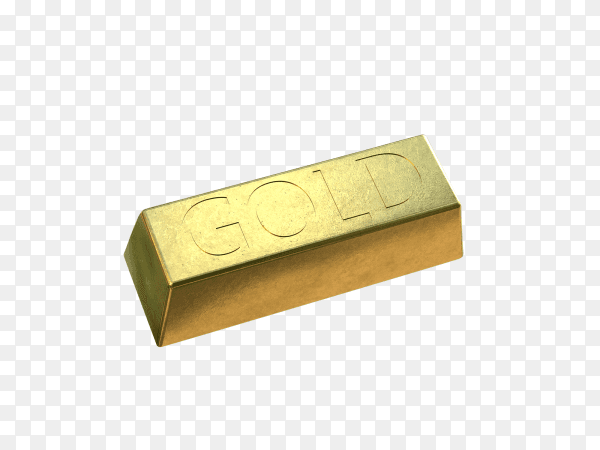 Gold bar square gold shiny 3d rendering on transparent background PNG