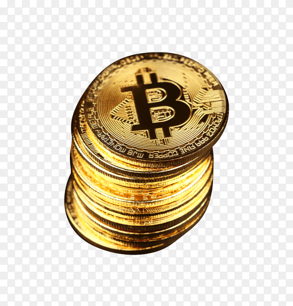 Gold bitcoin on transparent background PNG
