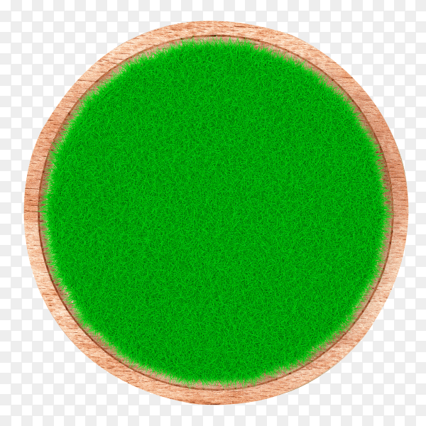 Grass on wooden plate isolated on transparent background PNG