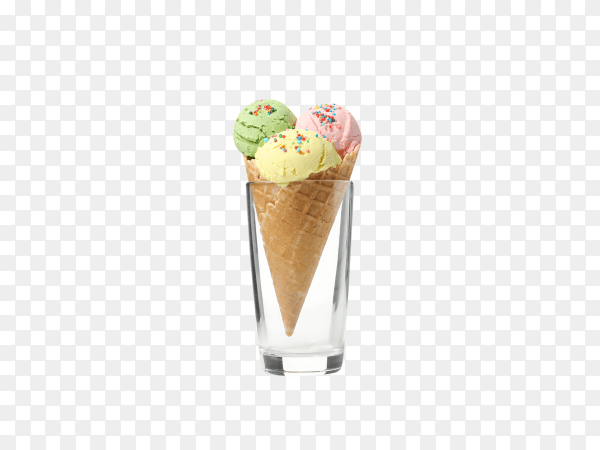 Ice cream in waffle isolated on transparent background PNG