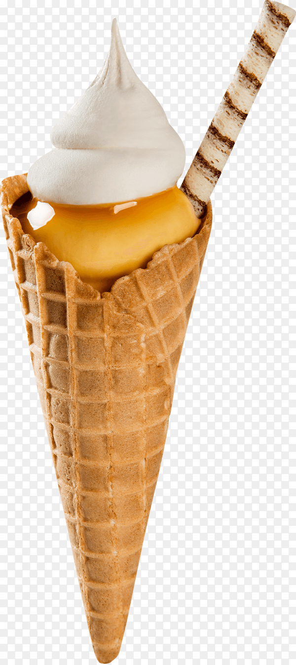 Ice cream with caramel syrup on transparent background PNG