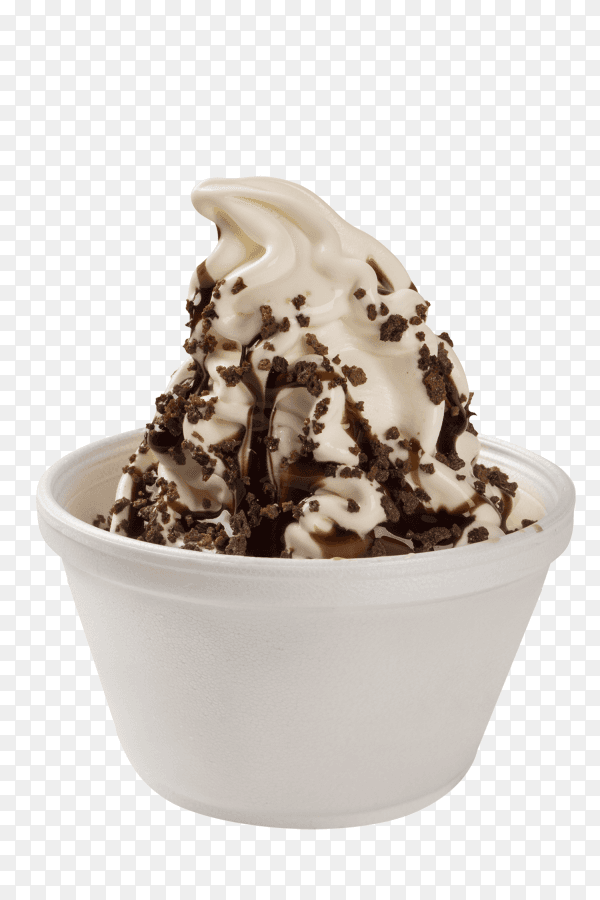 Ice cream with chocolate syrup on transparent background PNG
