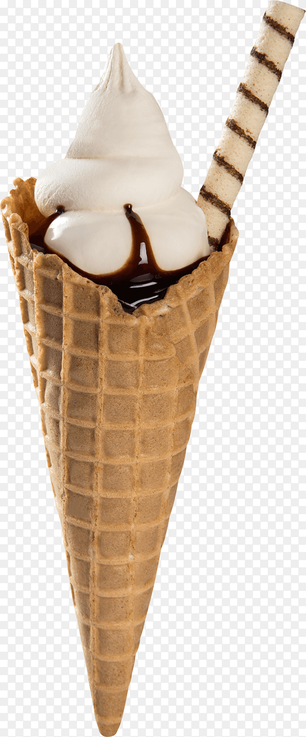 Ice cream with chocolate syrup on transparent background PNG