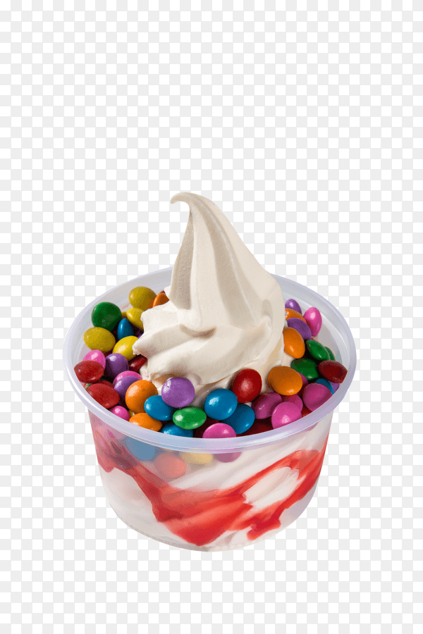 Ice cream with colorful sweet on transparent background PNG