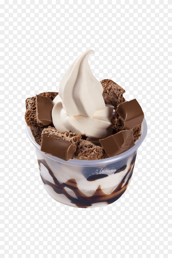 Ice cream with piece chocolate on transparent background PNG