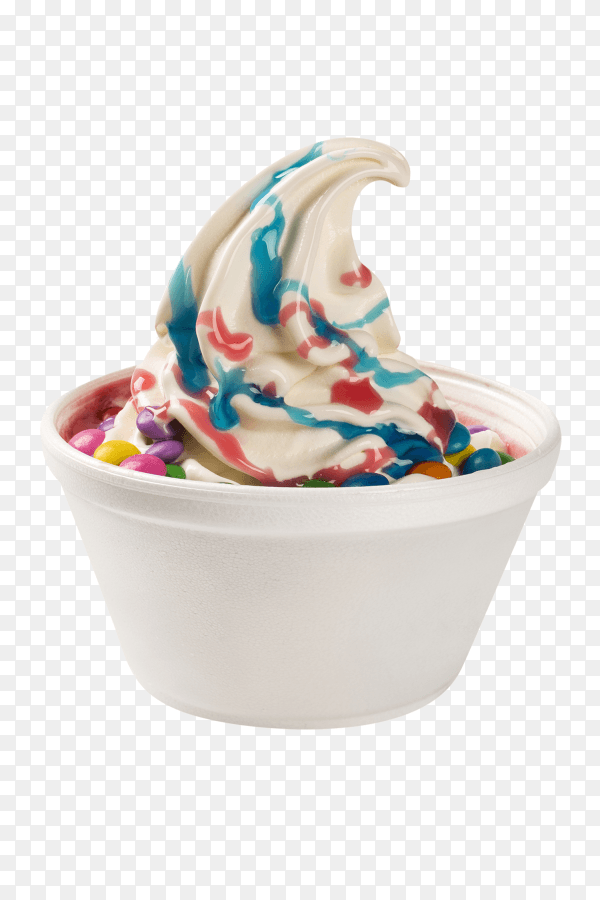Ice cream with syrup chocolate chips on transparent background PNG