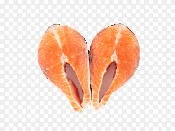 Isolated two salmon steaks on transparent background PNG