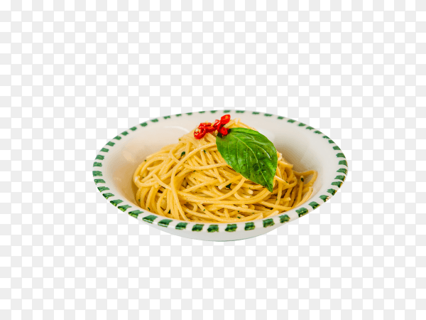 Italian spaghetti pasta dish isolated on transparent background PNG
