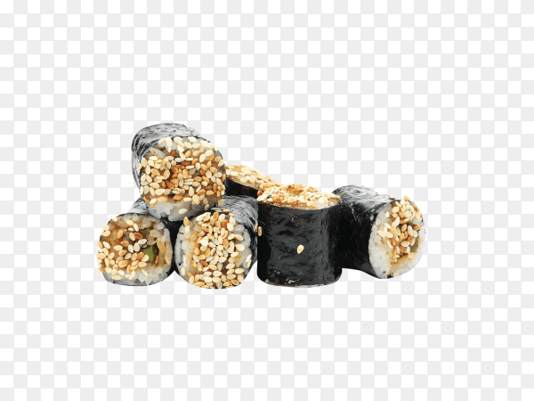 Japanese food delicious sushi rolls isolated on transparent background PNG