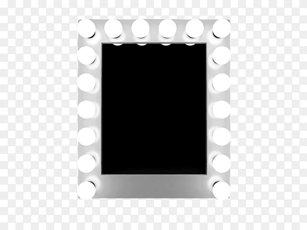 Makeup mirror with lamps bulb on transparent background PNG