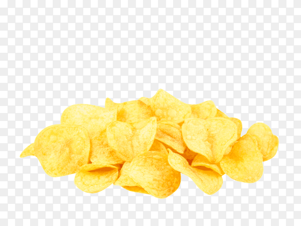 Many prepared potato chips snack isolated on transparent background PNG