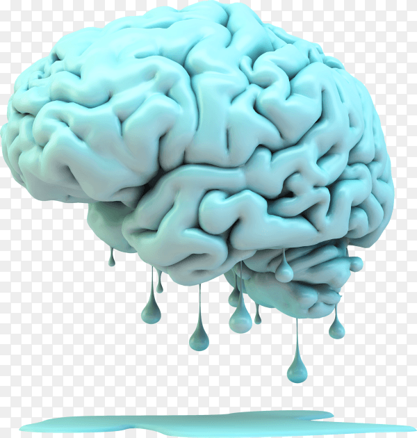 Melting brain concept on transparent background PNG
