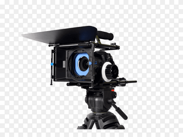 Modern black vedio camera on transparent background PNG
