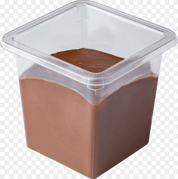 Mousse dessert in takeaway plastic cup isolated on transparent background PNG