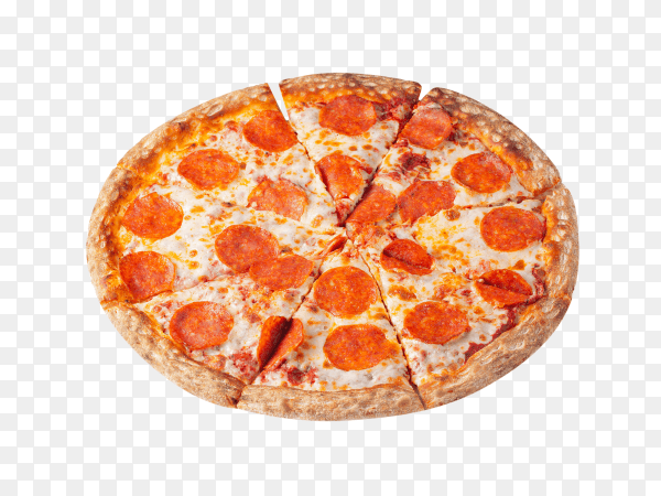 Pepperoni pizza on transparent background PNG