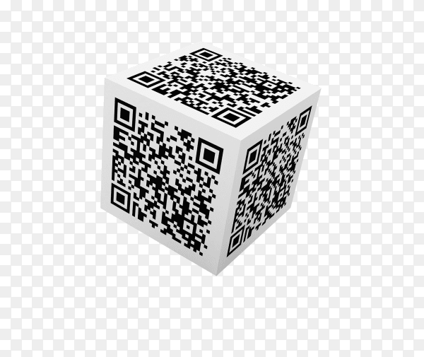 Qr code cube on transparent background PNG