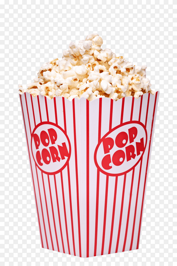 Realistic popcorn in paper box fast food isolated on transparent background PNG