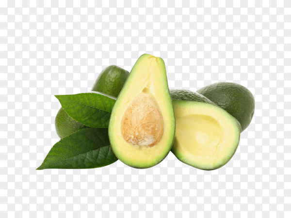 Ripe fresh avocado isolated on transparent background PNG