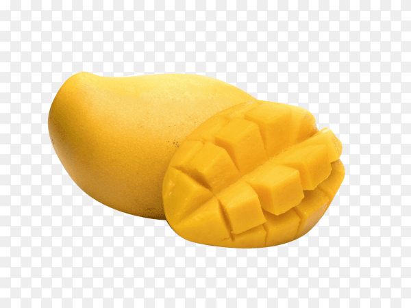 Ripe mango with slice isolated on transparent background PNG