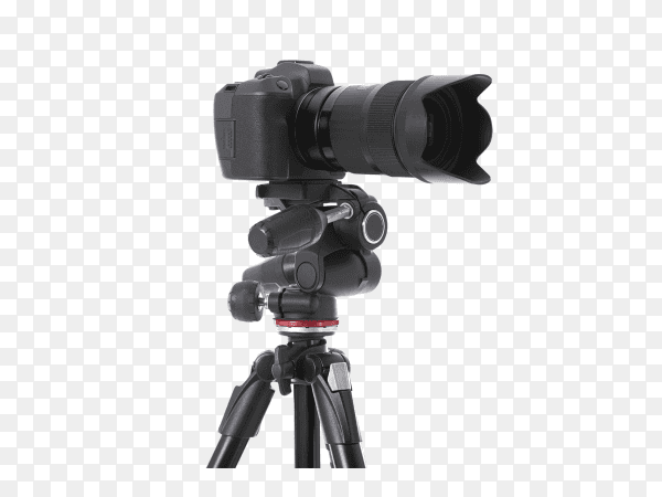 Side-view of professional camera with big camera glass isolated on transparent background PNG