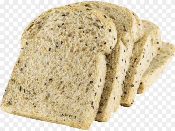 Sliced whole wheat bread isolated on transparent background PNG
