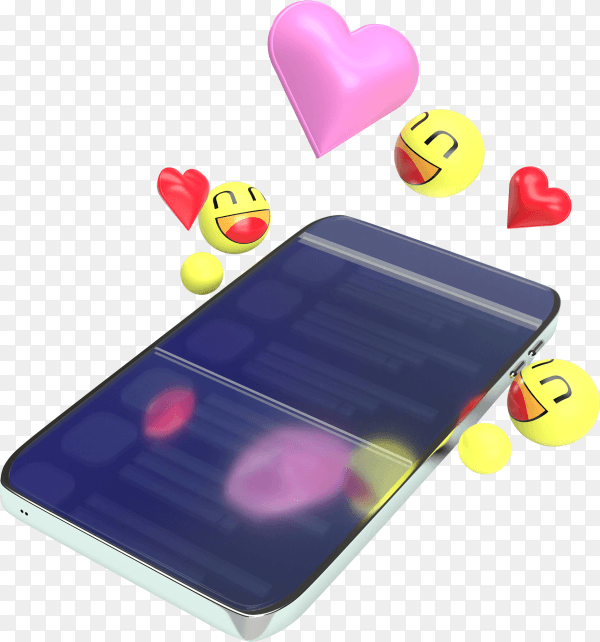 Smartphone with 3d emojis on transparent background PNG