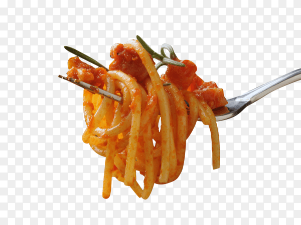 Spaghetti on fork on transparent background PNG