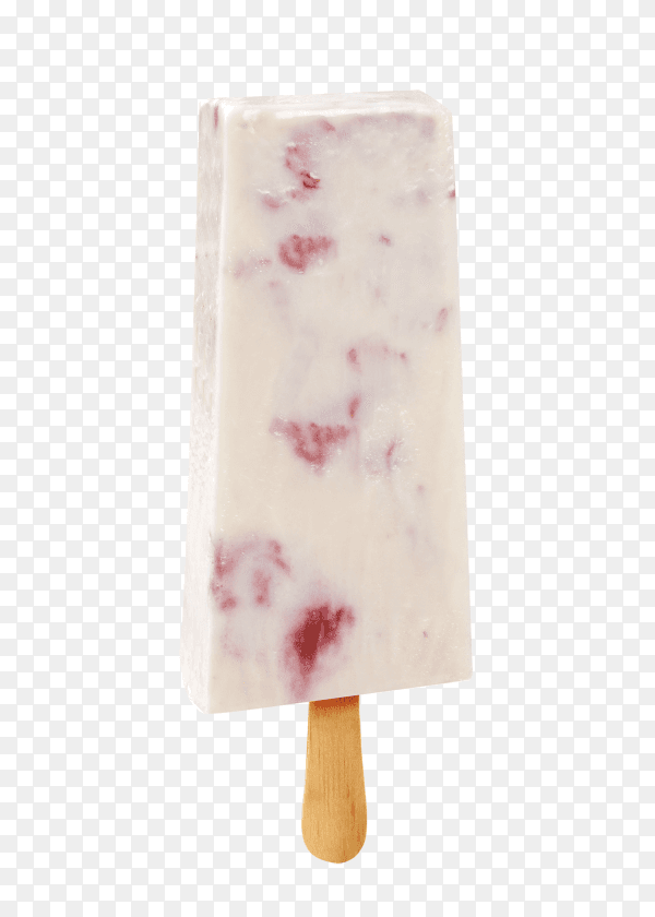 Stick ice cream creamy strawberry flavor isolated on transparent background PNG