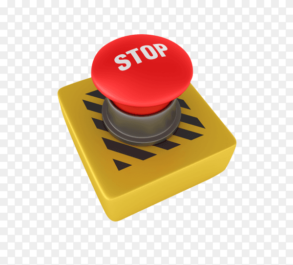 Stop push button on transparent background PNG