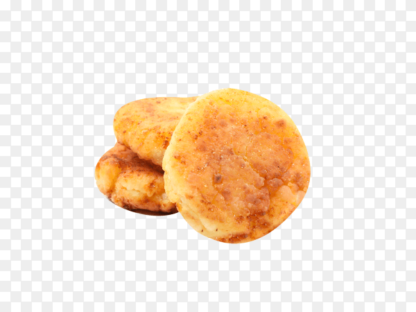 Sweet cheese pancakes isolated on transparent background PNG