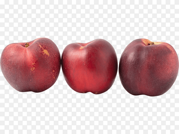 Three ripe red apple isolated on transparent background PNG