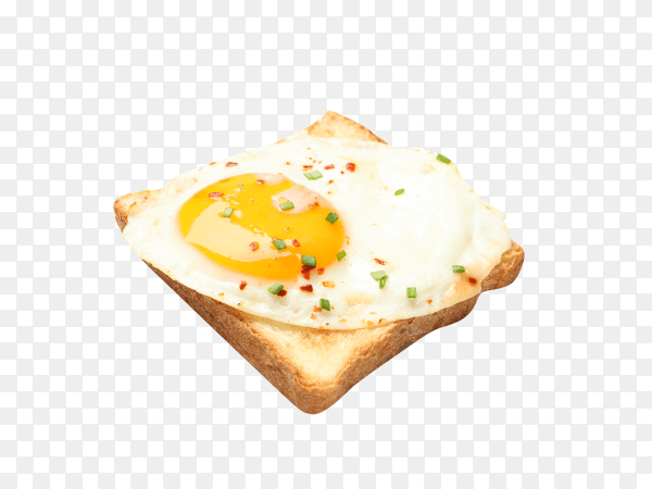 Toast bread with fried egg isolated on transparent background PNG