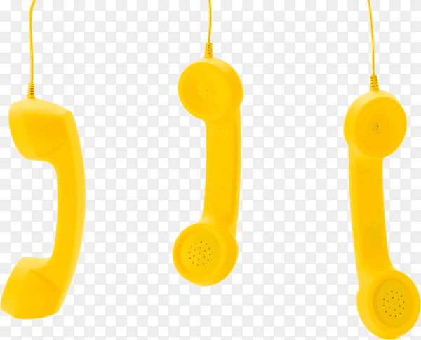 Yellow handset isolated on transparent background PNG