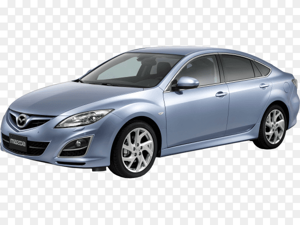 Blue modern car isolated on transparent background PNG