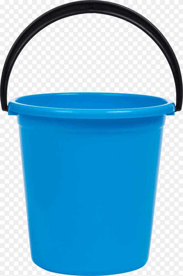Blue plastic bucket for cleaning isolated on transparent background PNG