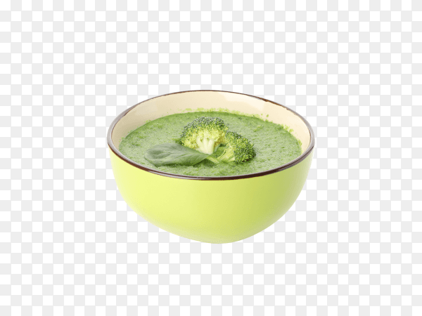 Bowl with broccoli soup isolated on transparent background PNG