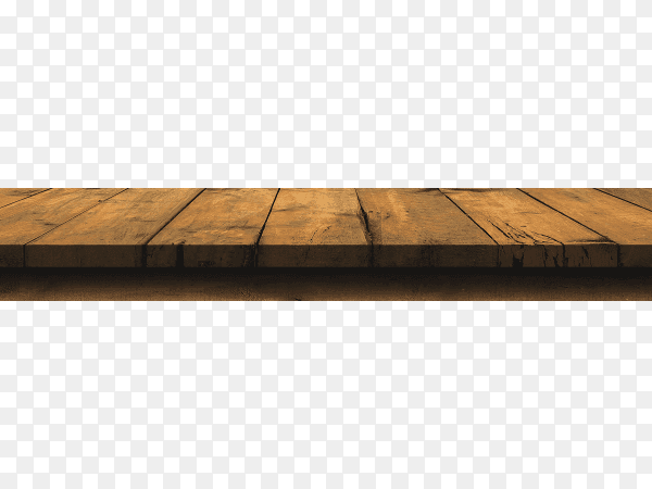Brown empty wooden table top isolated on transparent background PNG